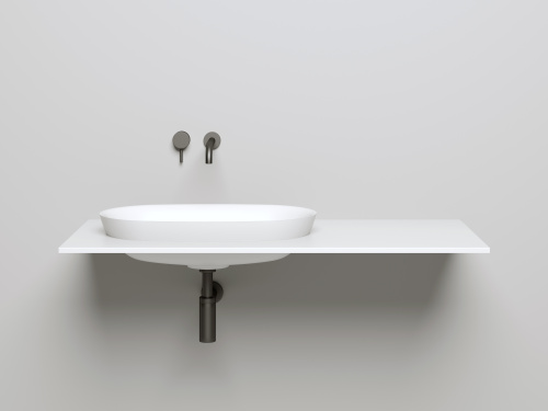 Раковина из искусственного камня Salini MAREA 1802201M 65х39 полувстраиваемая цвет белый без отверстий под смеситель - фото 2